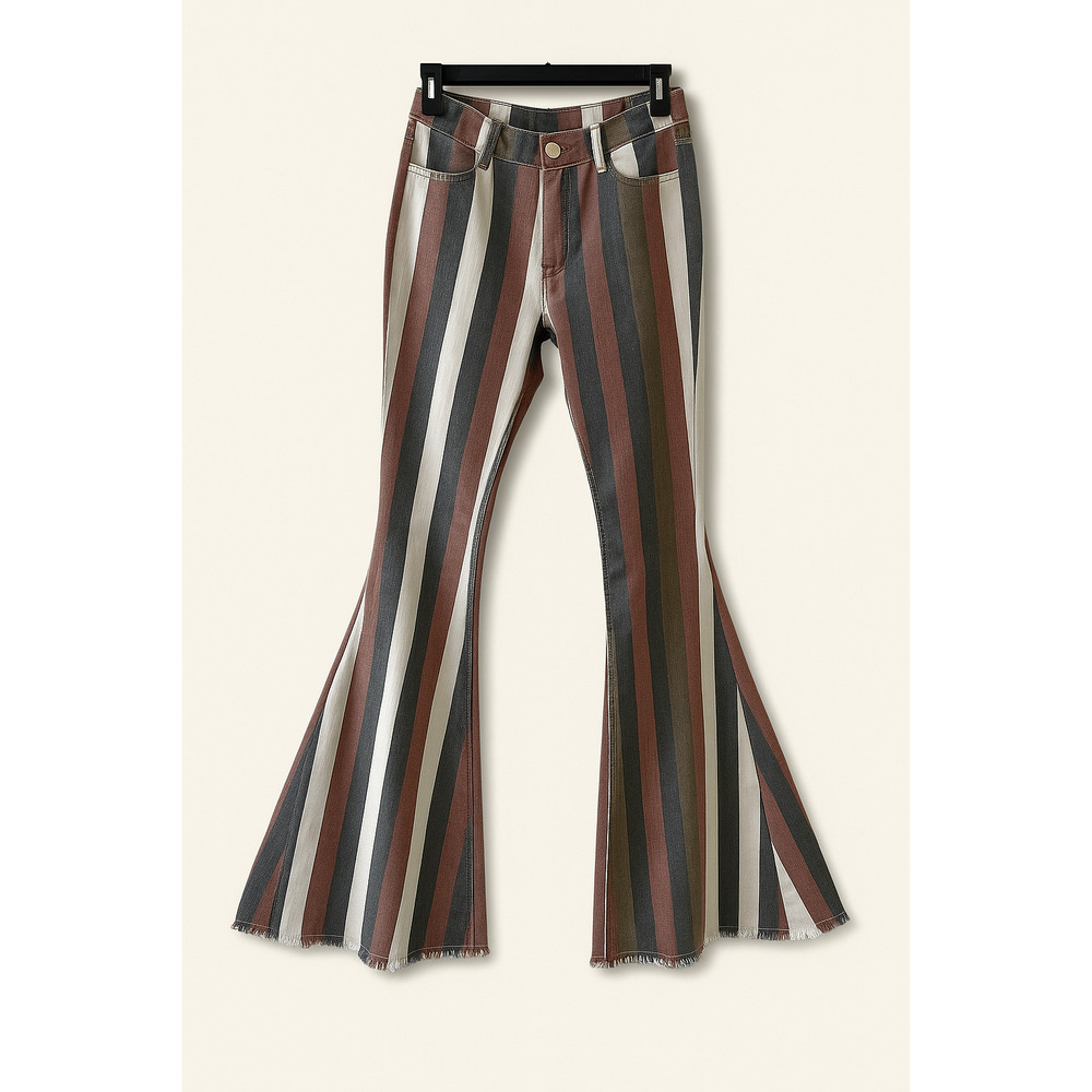 Wisteria Lane 26 Bell Bottom Jeans Vintage Style Striped Boho Y2K Hippie 70's - Picture 3 of 13